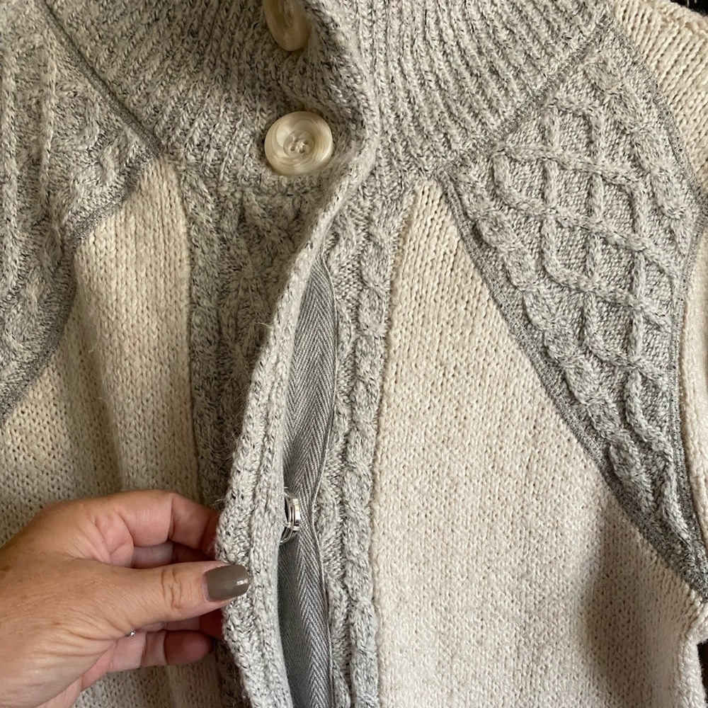 prAna sweater, duster length with swing hem.